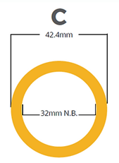 size of tube used in creating DDA handrail system 