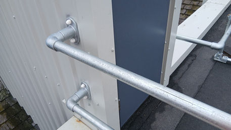 galvanised end tubes mounted through base plates supplied by kite group