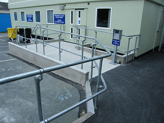 galvanised DDA handrail system fitted in a GP entrance