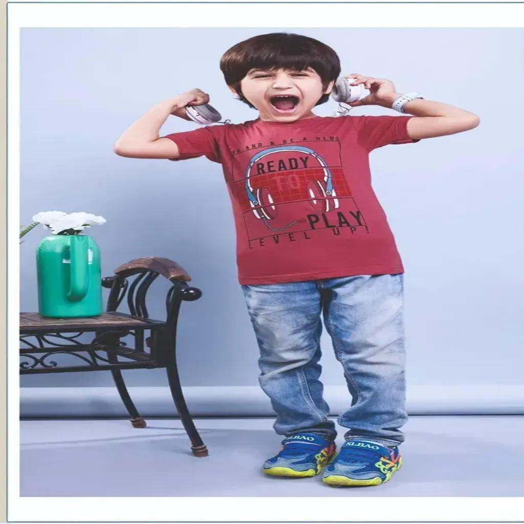 Yellow Umbrella Boy T-shirt for 6M - 13 Year-Ready To Play Printed