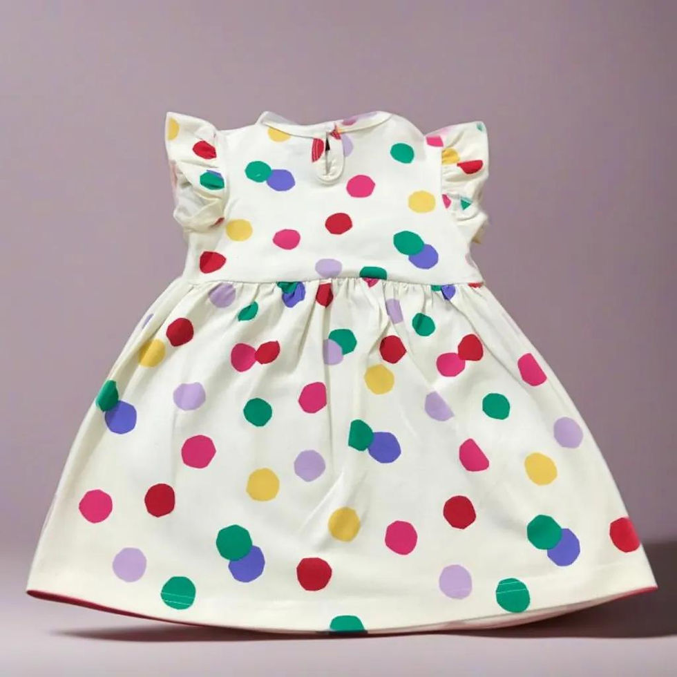 Snupple Baby Cotton Frock for 6 - 24Month-Multicolur Dotted