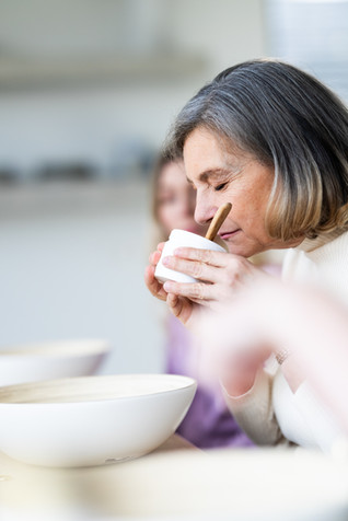 customer smelling a cream