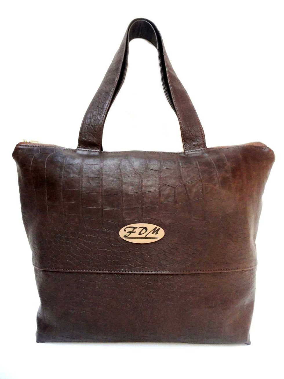 ISIS sac a main artisanal fourre tout en cuir marron. Fabriqué en France.
