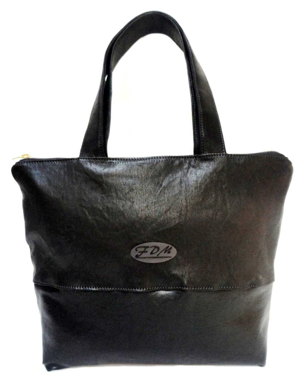 ISIS sac a main artisanal fourre tout en cuir noir. Fabriqué en France.
