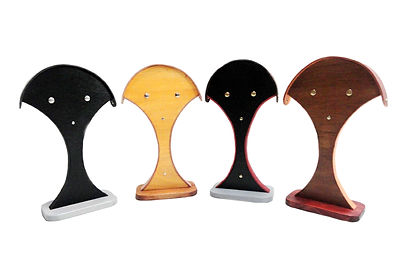 Porte casques audio, casquettes ou chapeaux en bois et cuir. Artisanat Français.