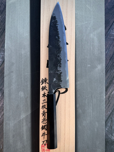 真崎直樹作 Mazaki Naoki 黒打ち　梨地　白ニ鋼　文化　165mm 真崎直樹作 Mazaki Naoki 黒打ち梨地白ニ鋼文化165mm