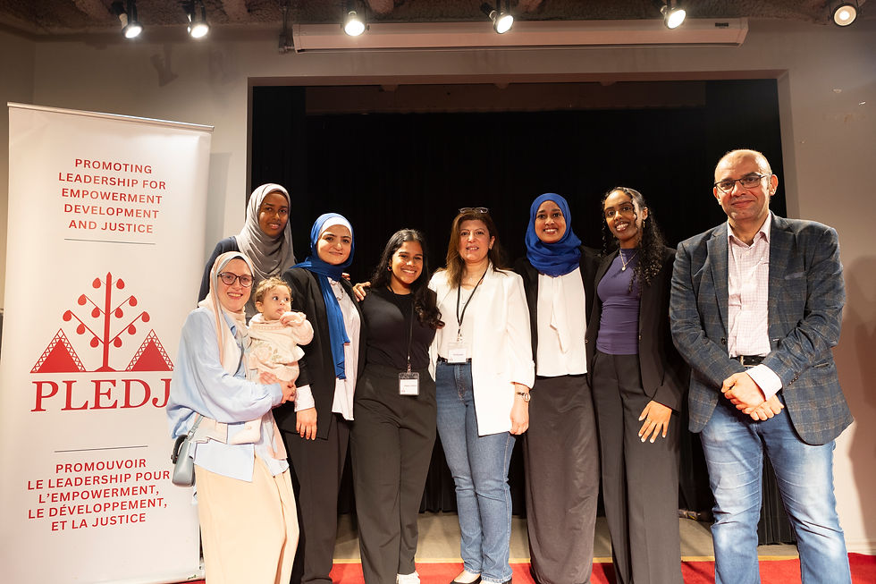Center : Ola Khawasik, program director; Sumana Abraham, PLEDJ; Jussour and Pilar Initiative project developers