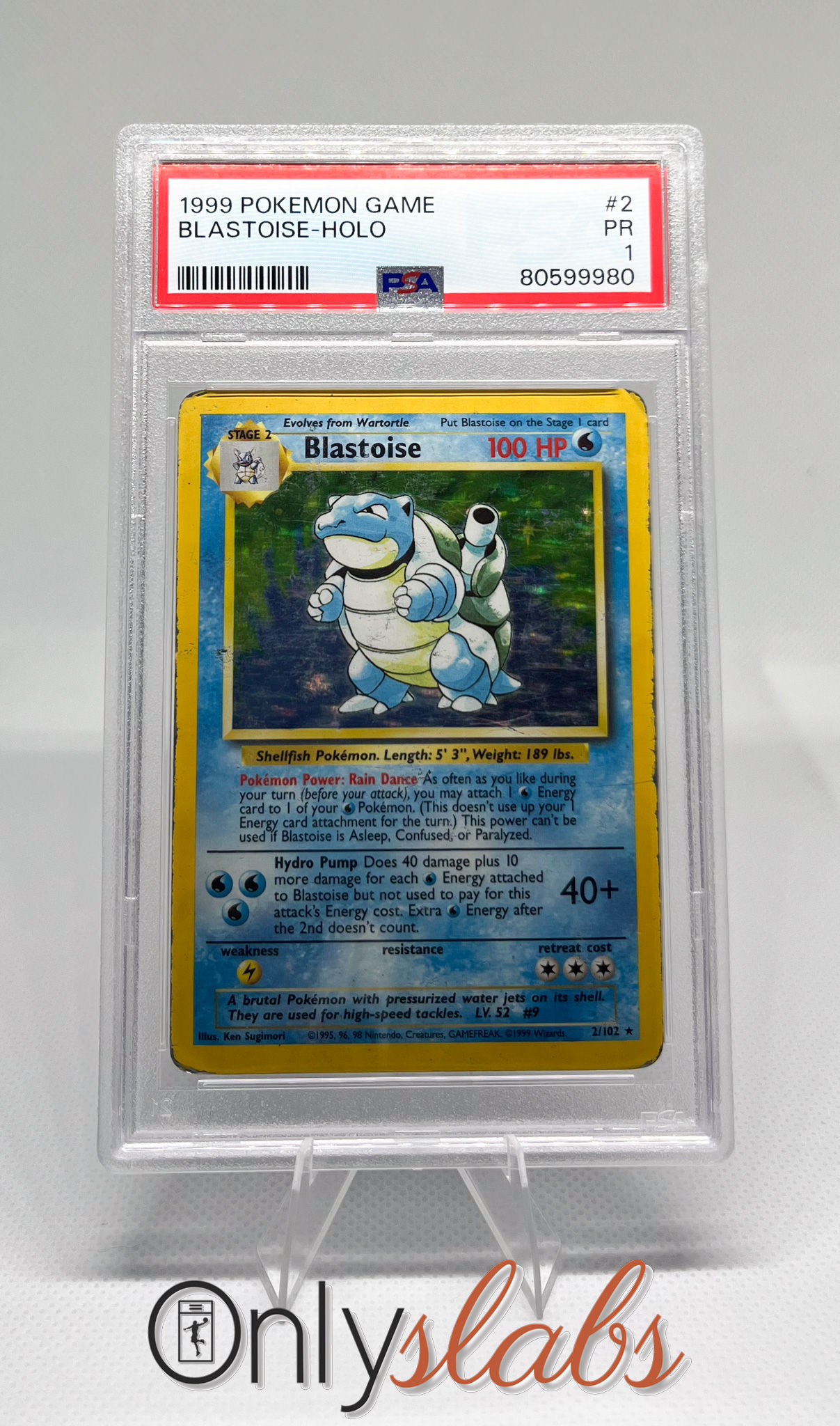1999 Pokemon Blastoise Holo #2 PSA 1