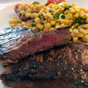 spicy beef loin with grilled corn
