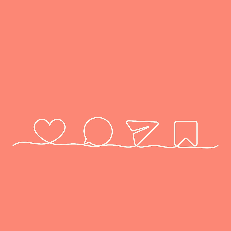 Line drawing of social icons on a pink background