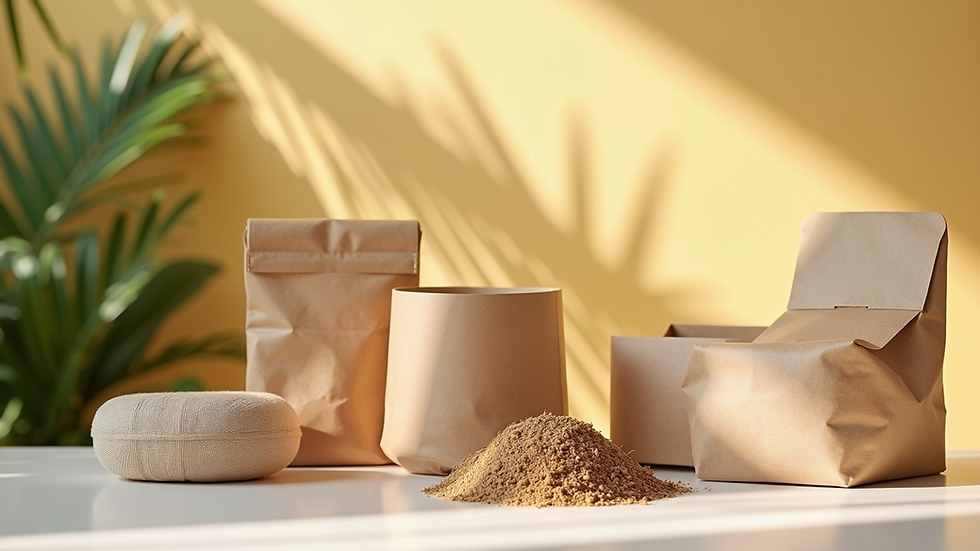 Close-up view of eco-friendly printed packaging materials