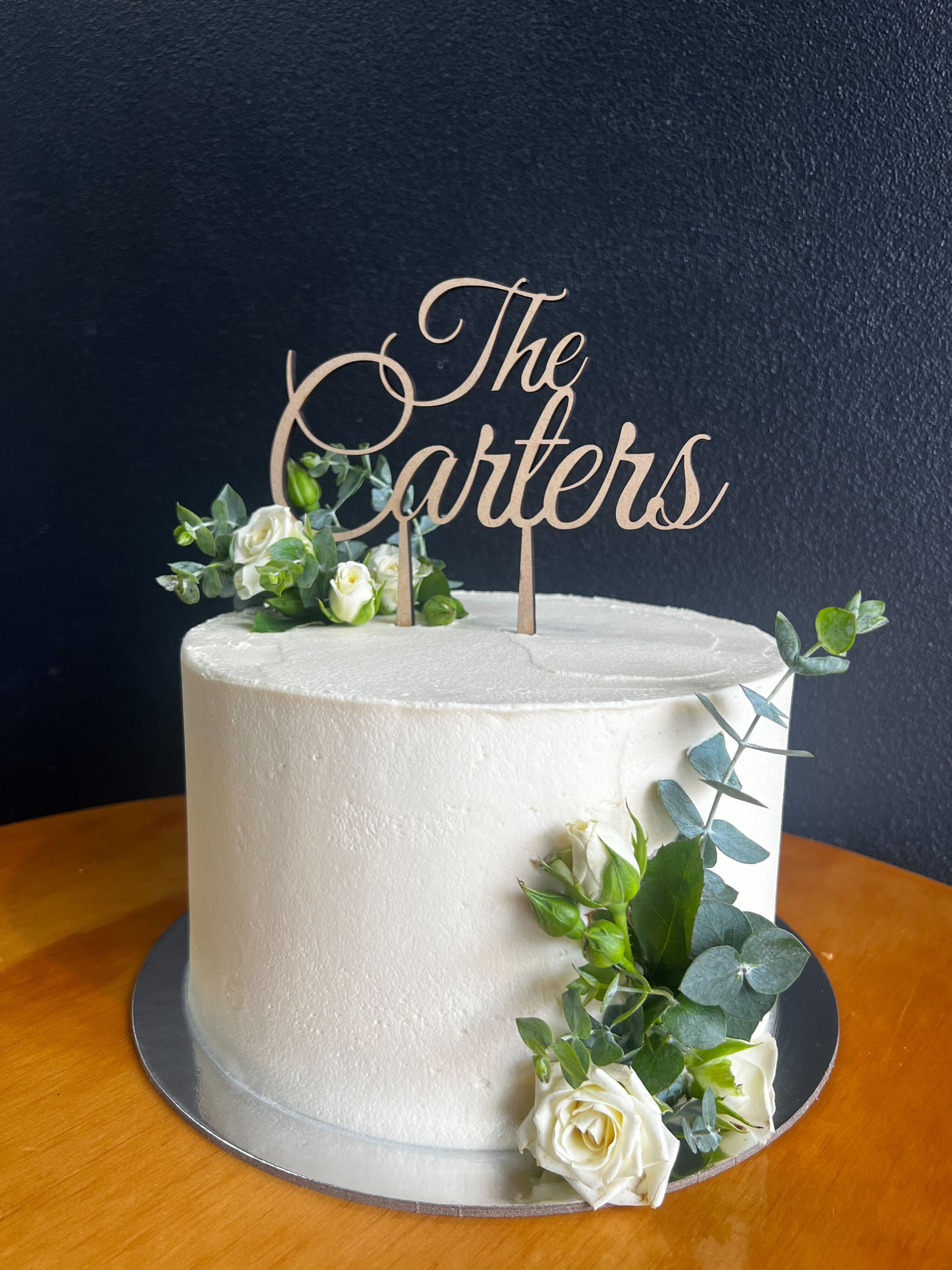 Cake with Simple Flowers & Greenery