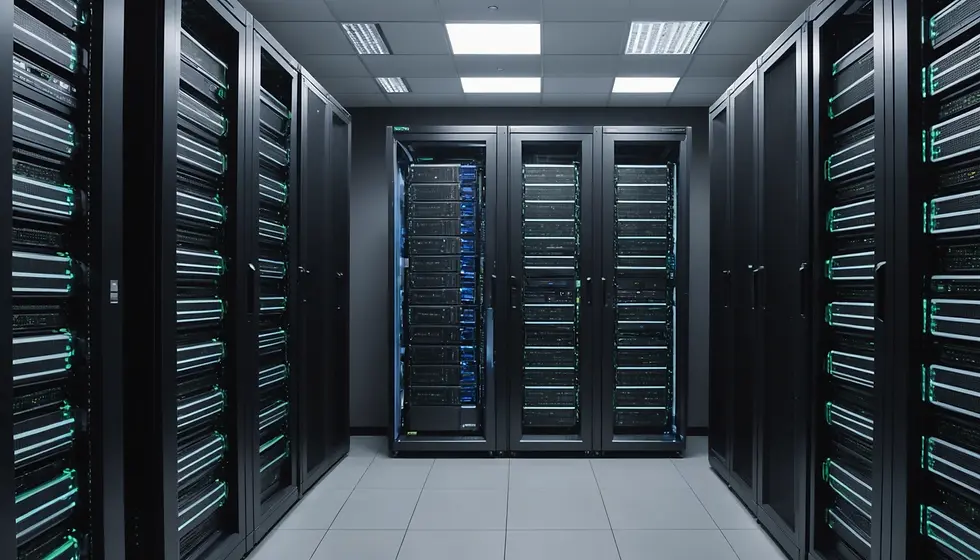 Close-up view of server racks in a data center