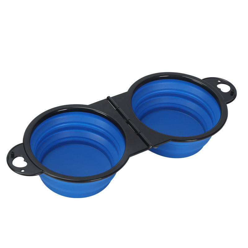 Miniatura: Pet Folding Bowl Convenient One Piece Outdoor Silicone Folding Double Bowl Outdo