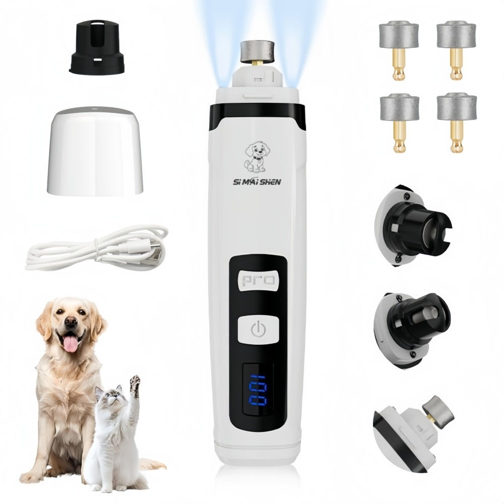 New Electric Dog Nail Clippers Rechargeable USB Charging LED Light Quiet Cat Nai