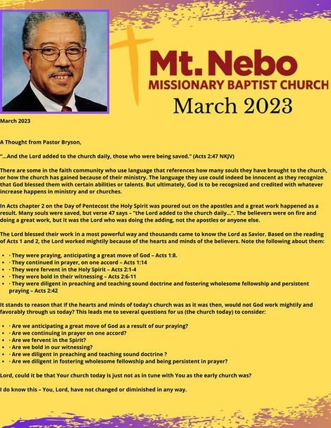 Pastor Thoughts - March 2023