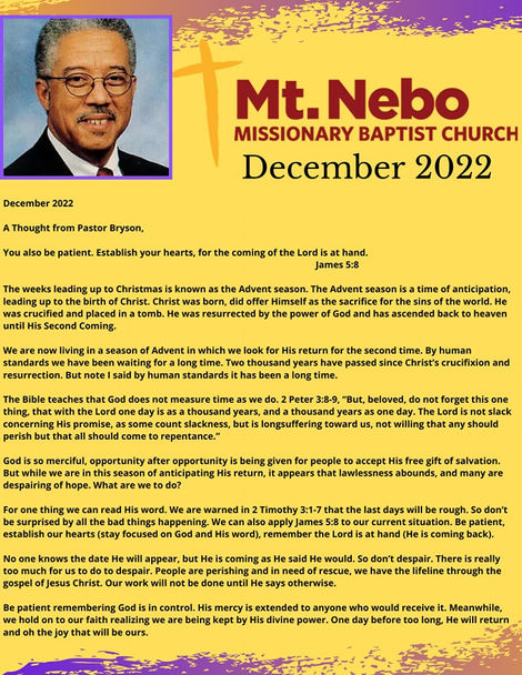 Pastor's Thought - December 2022
