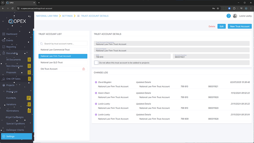 Support added for multiple trust accounts at the firm level.
