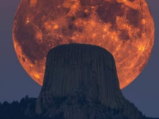 2 nights ago - supermoon from Devils Tower National Monument