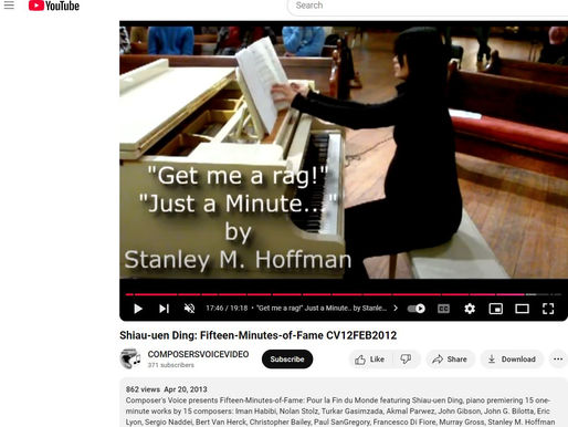 Instrumental Composition of the Day, Installment 8: "Get me a rag!" "Just a minute...;" Piano solo (2011); Ragtime Ensemble (2021)