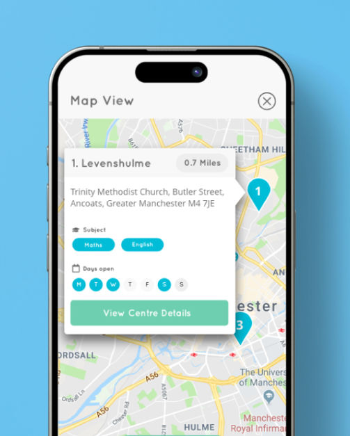 vibbl map view of search results in a phone