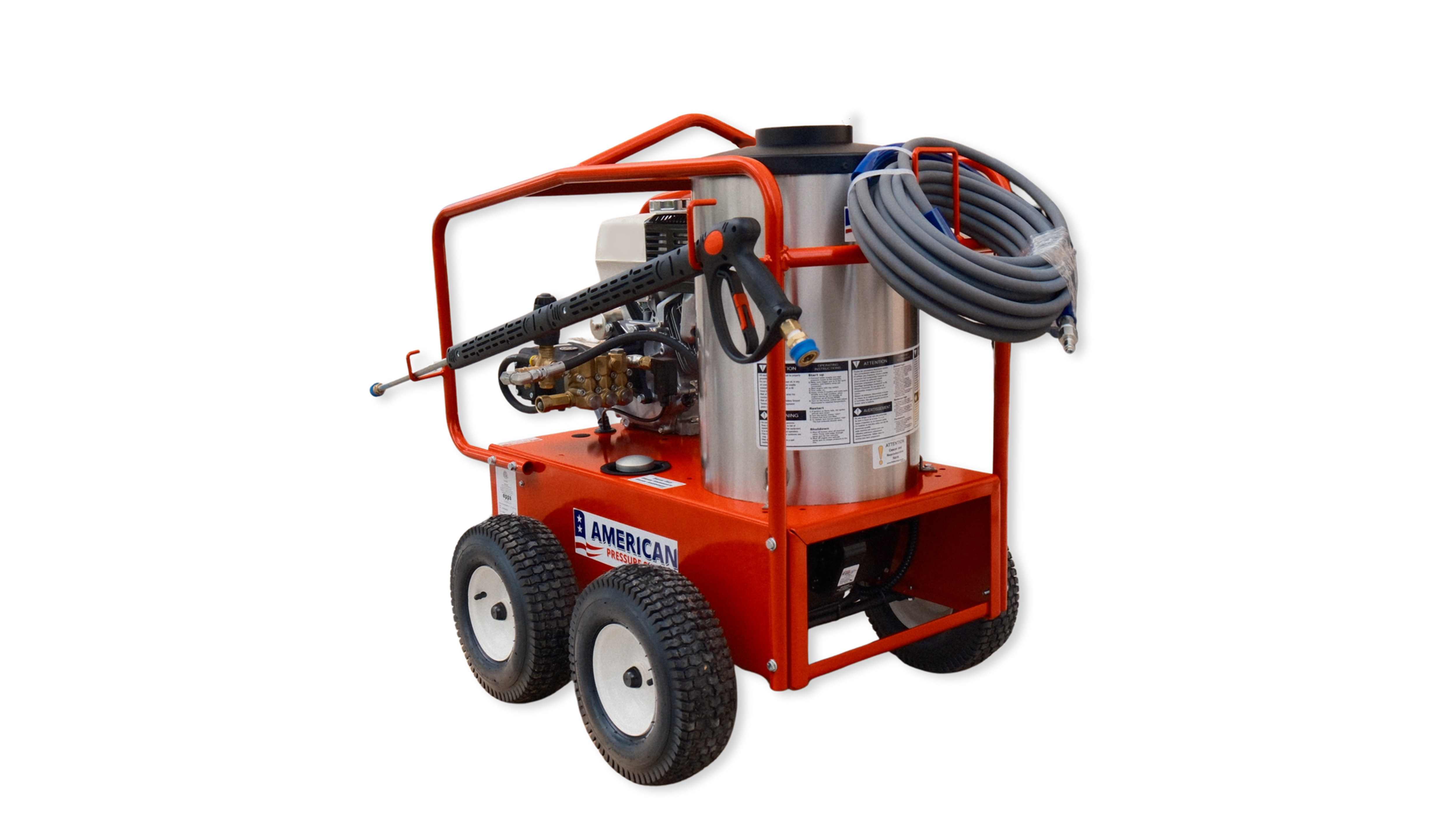 APS 4000 PSI Diesel Hot Water 4-Wheel Portable Pressure Washer -170K BTU - 4 GPM