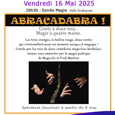 Programme du 16 mai : Soirée magie à 20h30