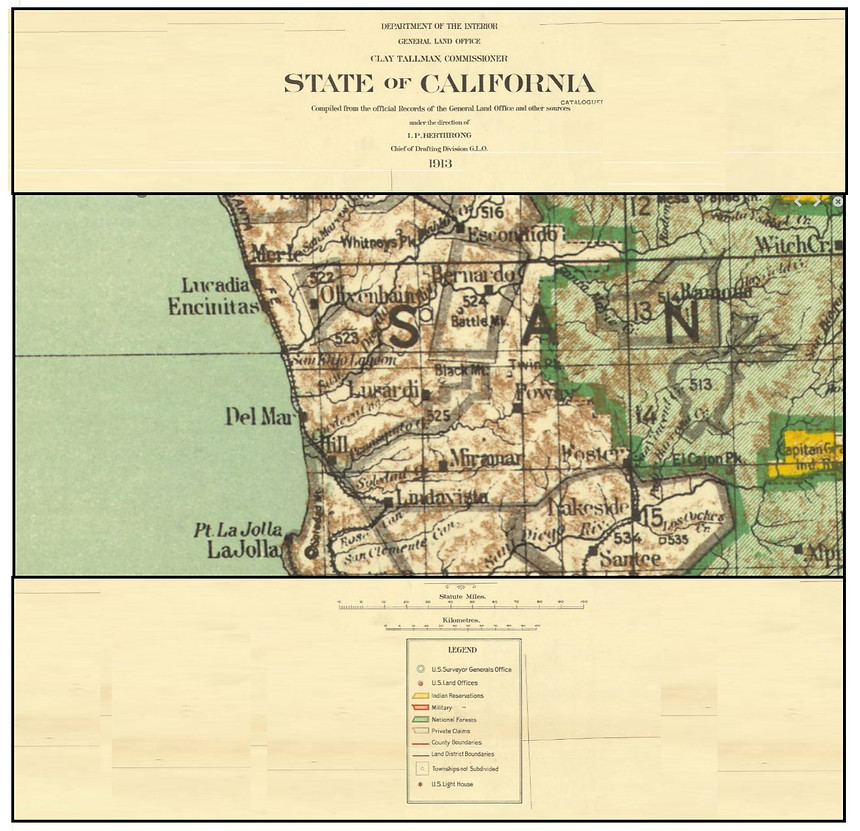 San Diego County 1913 map, lusardi