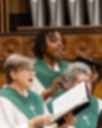 A choir singing on Sunday morning.