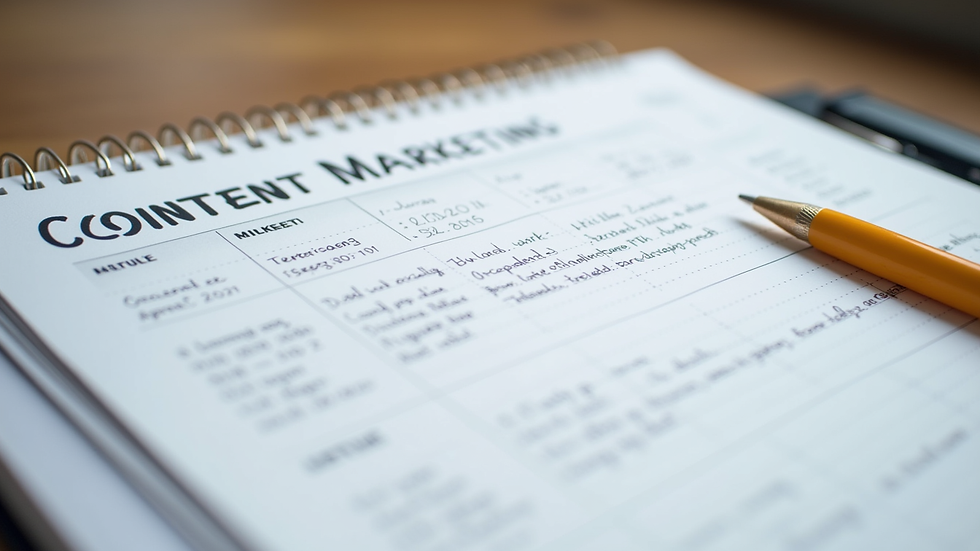 Close-up of a calendar planner with content marketing schedule