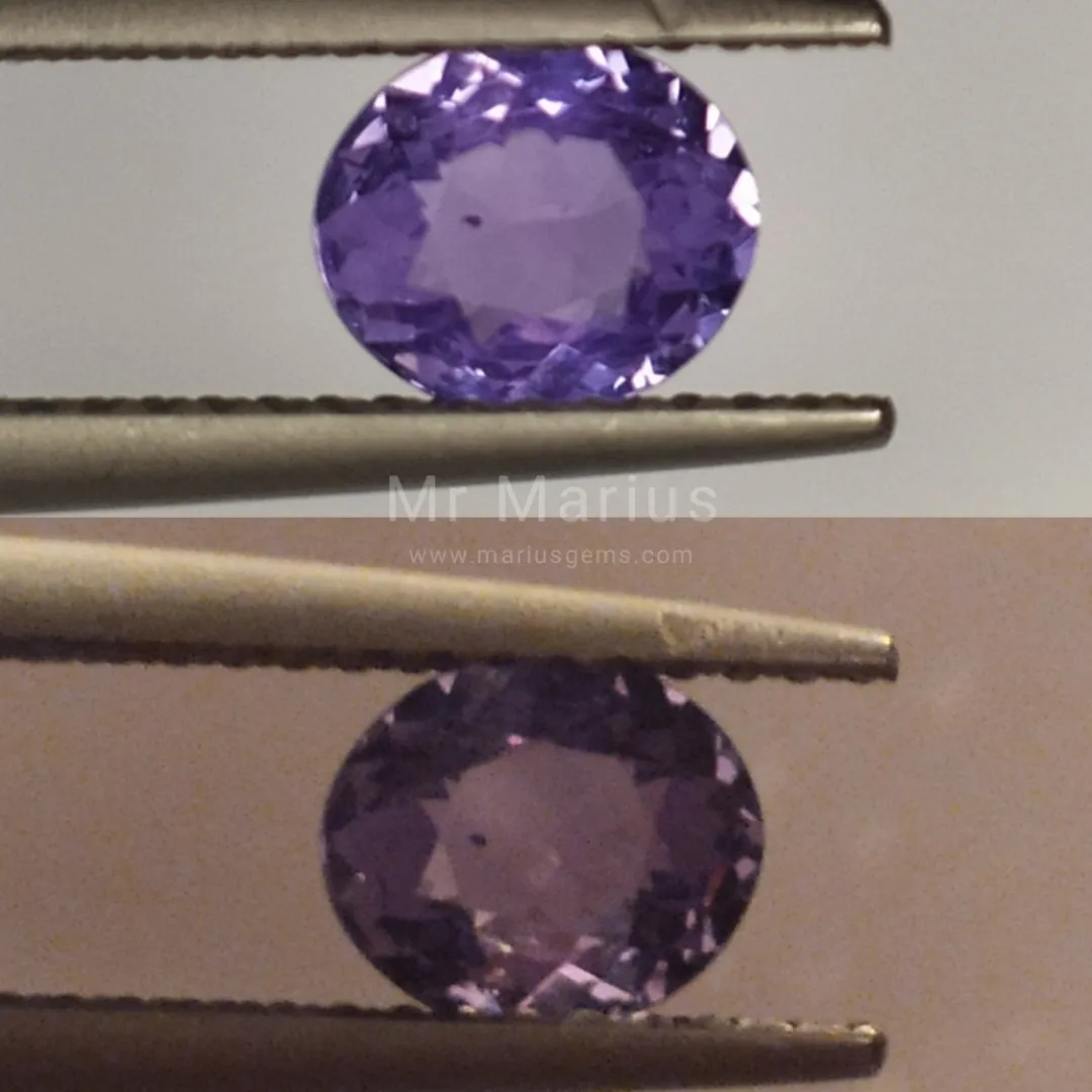 Colour change sapphire 0,74 ct.