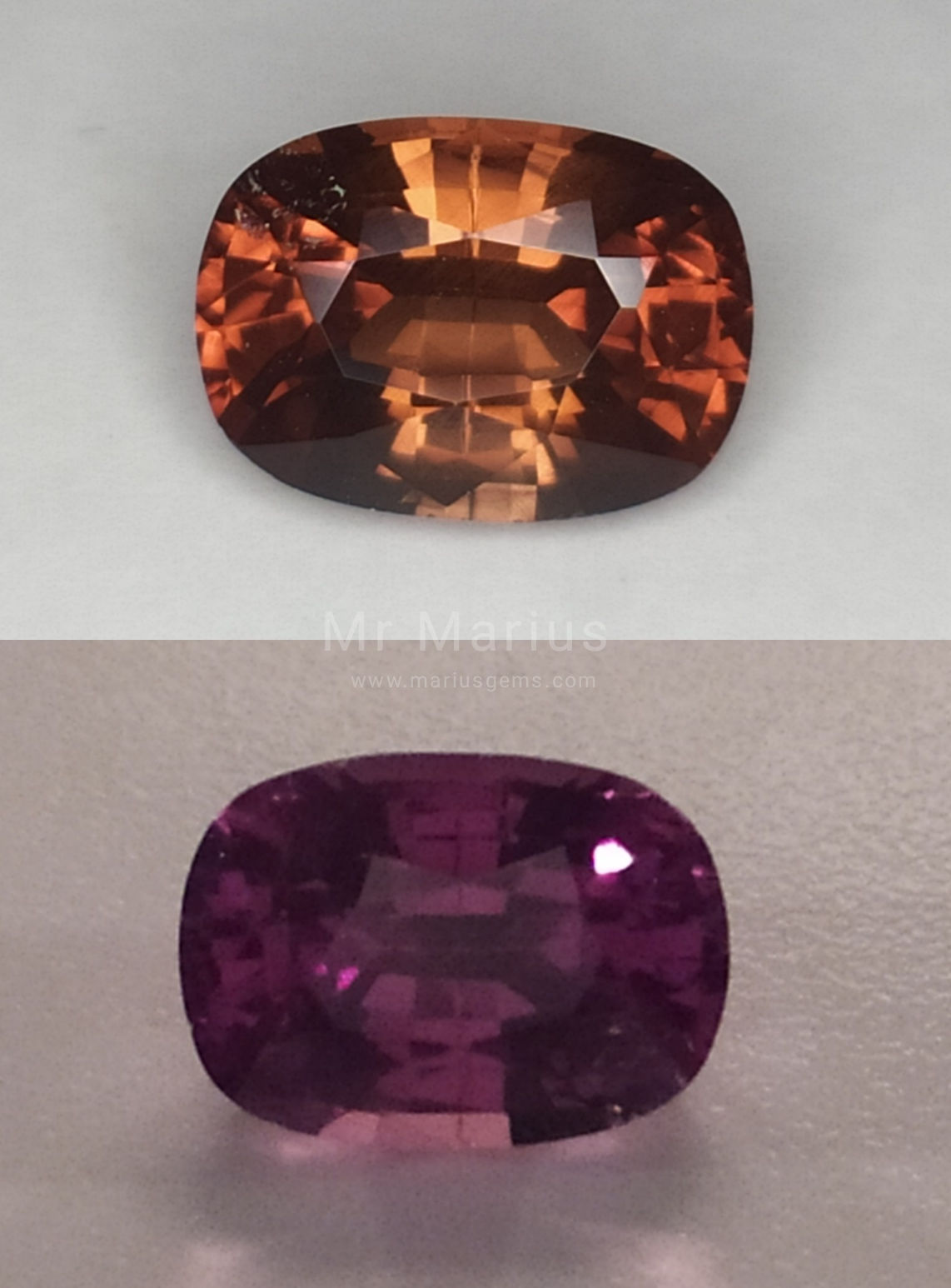 Colour change garnet, orange to purple. Rare gem.