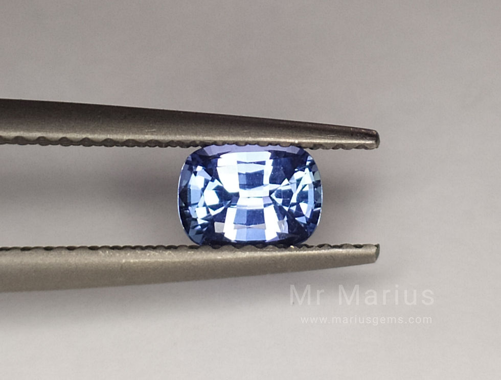 Thumbnail: Cushion cut unheated sapphire. The blue colour is on the light blue side without being classified as light blue.