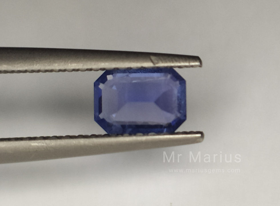 Octagon cut cornflowerblue sapphire. pavillion view.