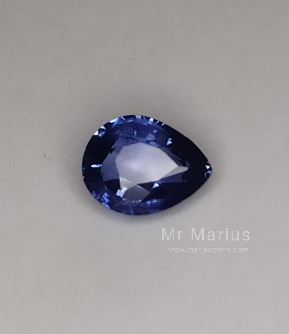 Thumbnail: Blue unheated sapphire. Pear cut. Front view.