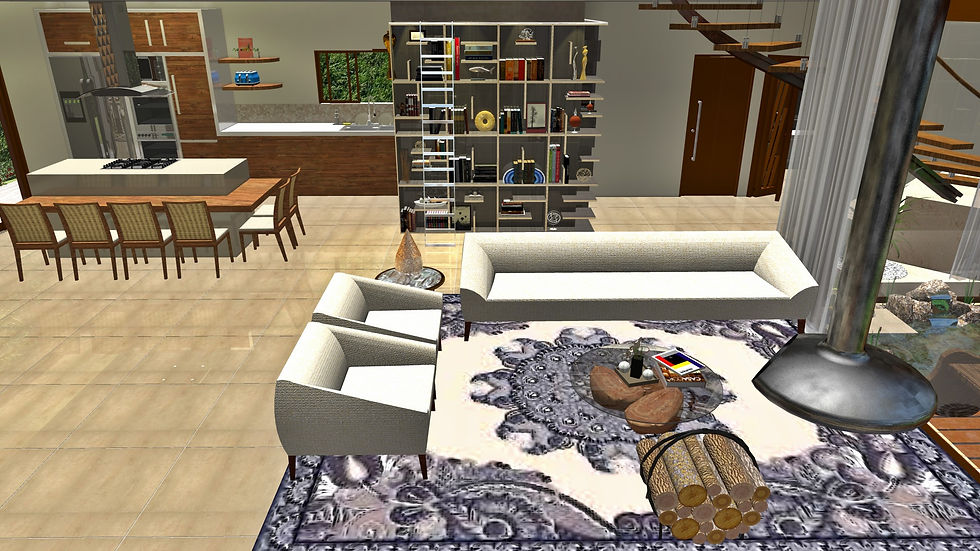Sala de Estar / Cozinha com ilha