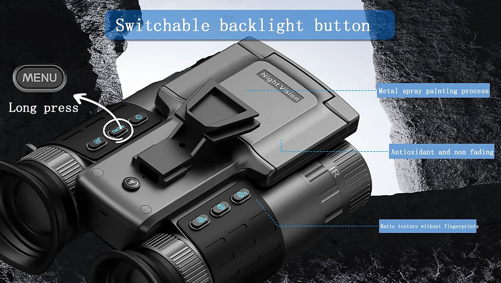 Thumbnail: Head Mounted Night Vision Binocular 4K Ultra HD Video Camera 1.28" Round Screen