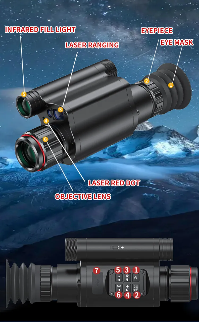 Thumbnail: NV076 HD Infrared Monocular Night Vision 450m Night Range Impact Resistant