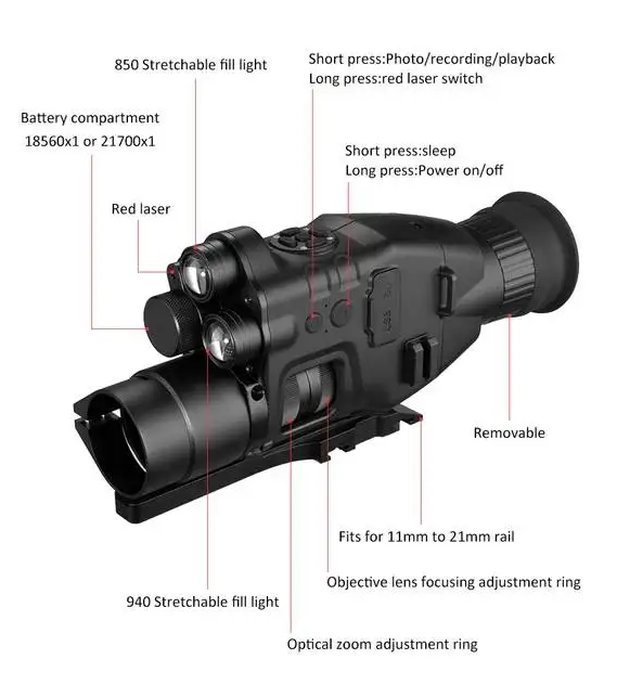 Thumbnail: CY789 Digital Night Vision Scope 850nm/940nm Double IR Aim Sight 1X-24X Zoom