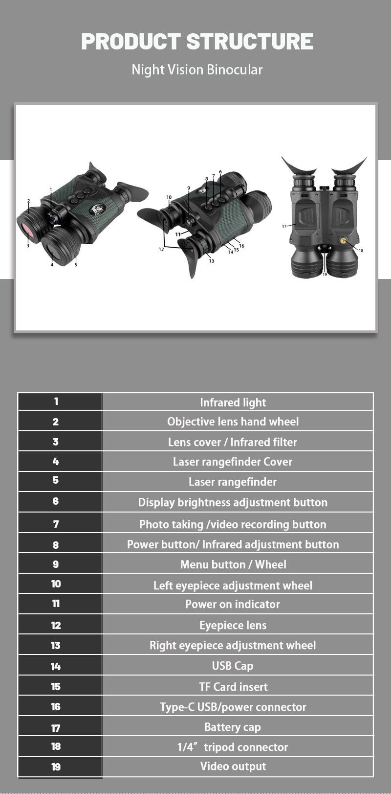 Thumbnail: Digital Night Vision Binocular Rangefinder Night Observation Hunt B03V-6.5-39X50