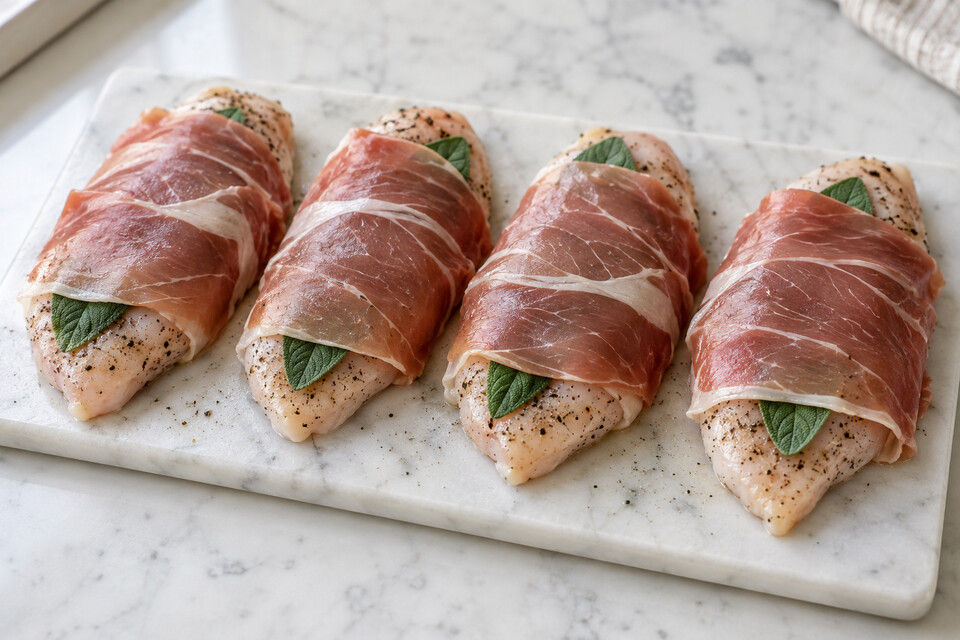 Petto di Pollo con Prosciutto di Parma e Salvia (Italian Prosciutto Chicken Breast), step 1