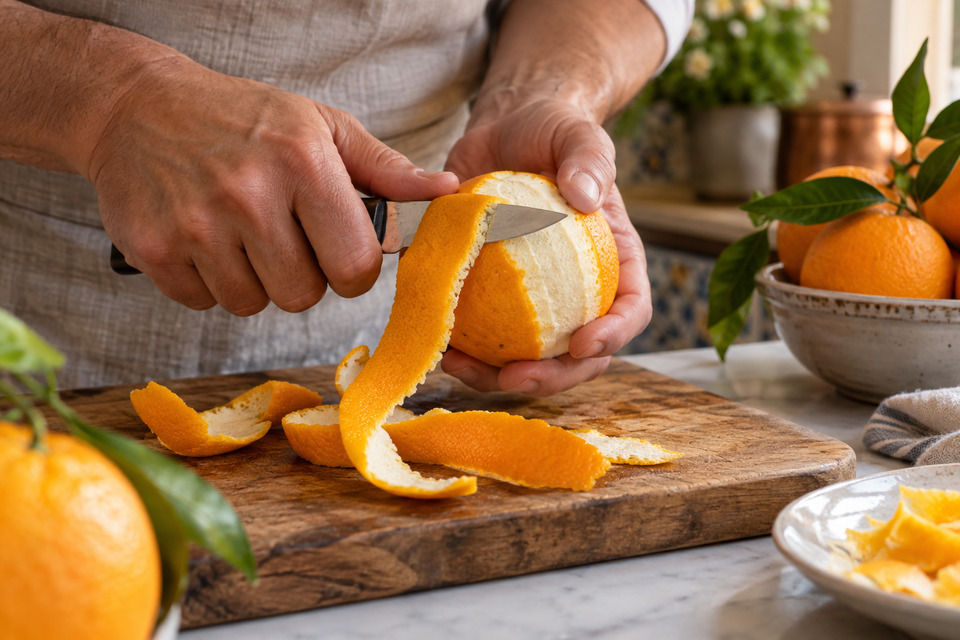 Removing the orange peel in wide strips