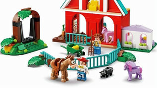 First leaked images of LEGO Disney 43304 Toy Story Wild West set featuring a brick-built red barn