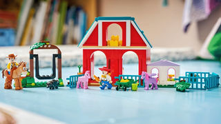 Official reveal of LEGO Disney 43304 Blaze's Horse Ranch, a 4+ Toy Story 5 set releasing May 2026