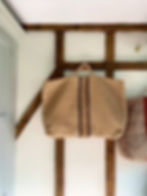 Thumbnail: Large Jute Hold-all, Natural Fringe with Black Stripe