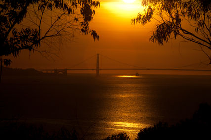 Hawaiian Sunset with bridge.
