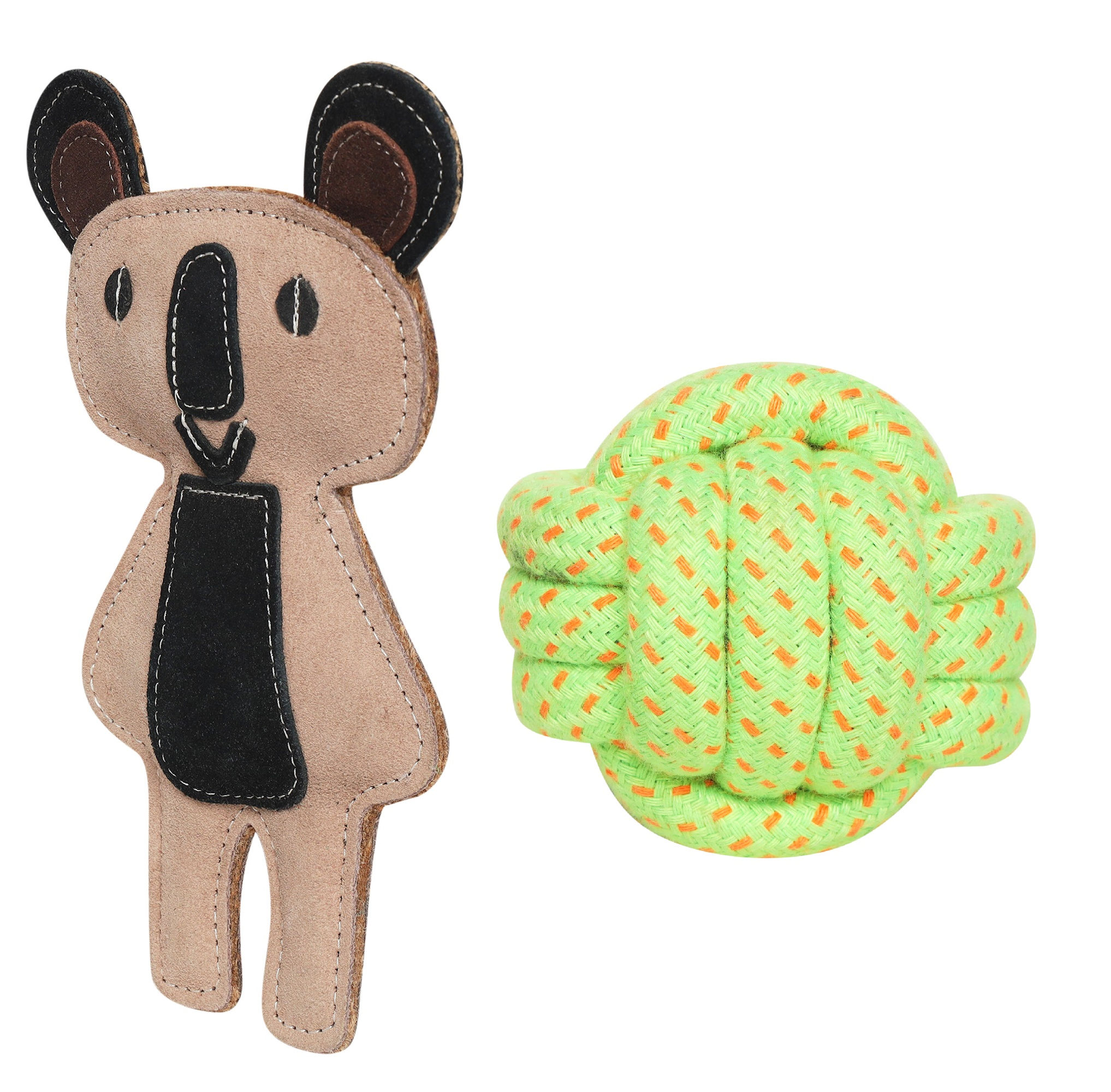 Teddy & Rope Knotted Ball Dog Toy Combo | Interactive Chew & Fetch Toys