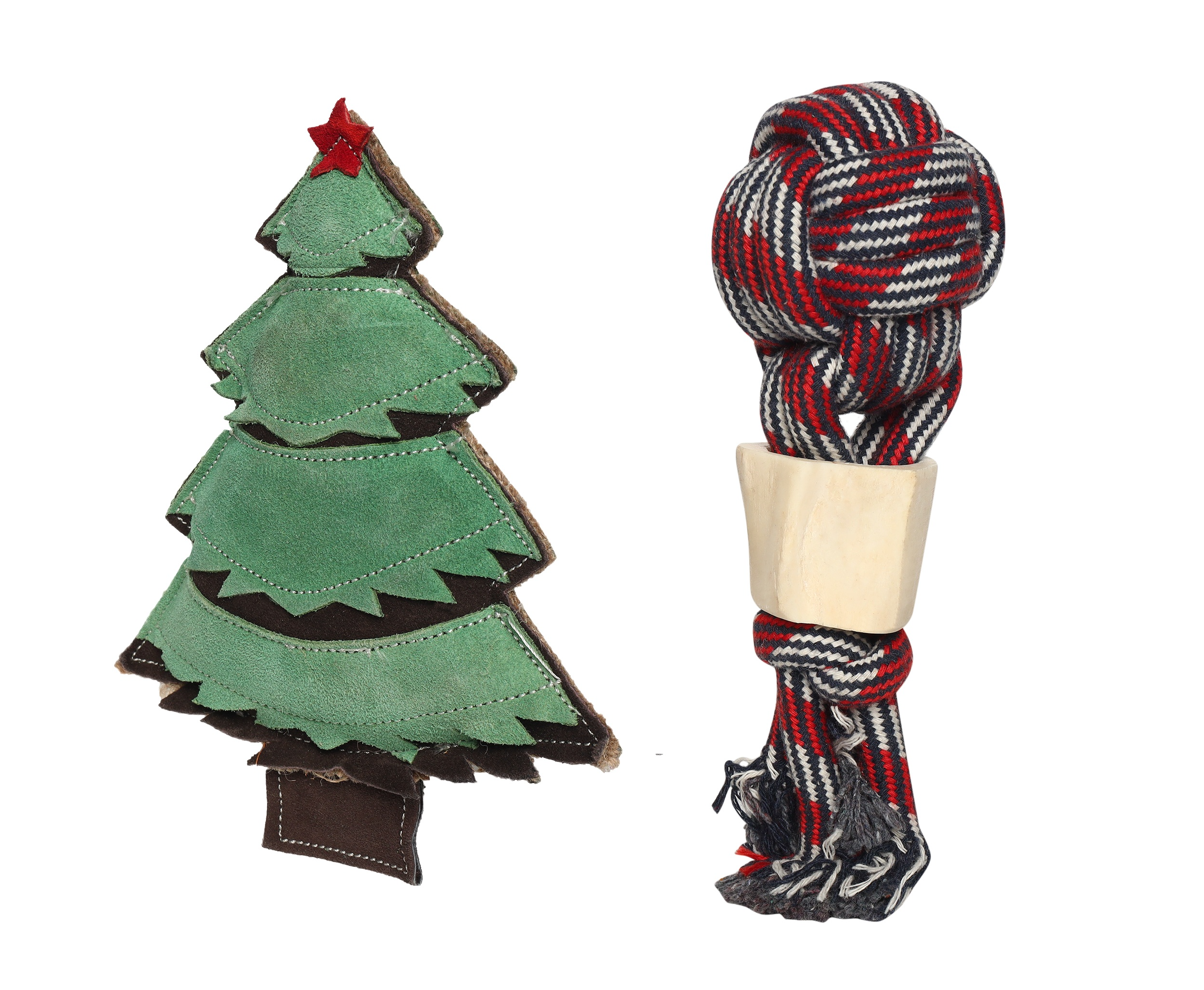 Pet En Care Christmas Tree & Rope Mushroom with Bone | Pack Of 2