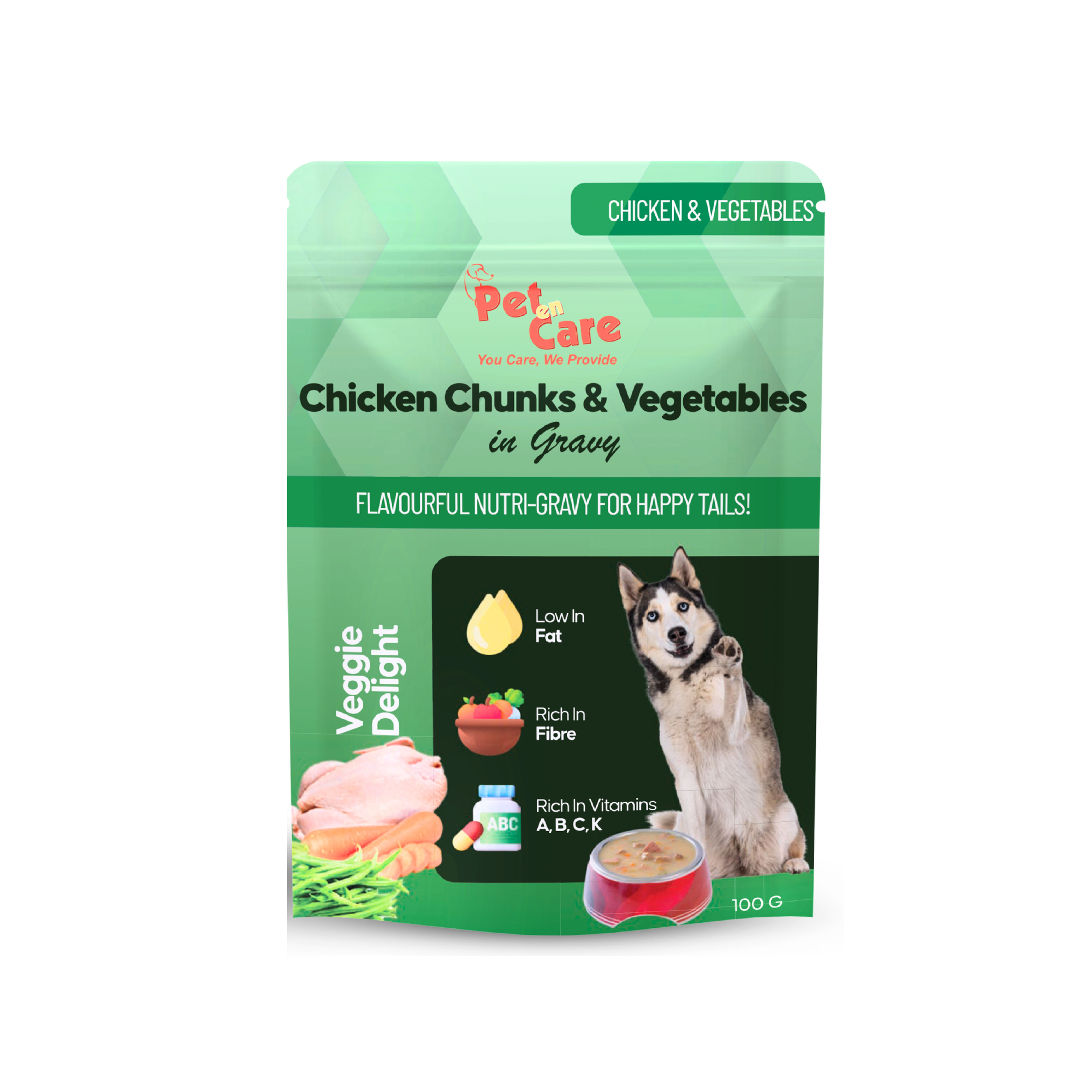 Wet Dog Food, Chicken Chunks & Vegetable in Gravy