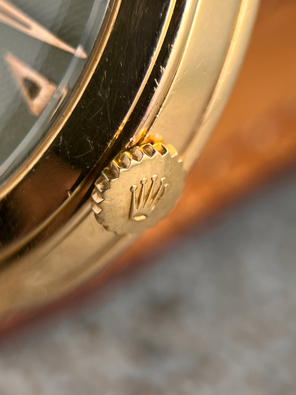 Thumbnail: Rolex Big Bubbleback Aka Ovettone Rare French Case Honeycomb Red Officially Dial